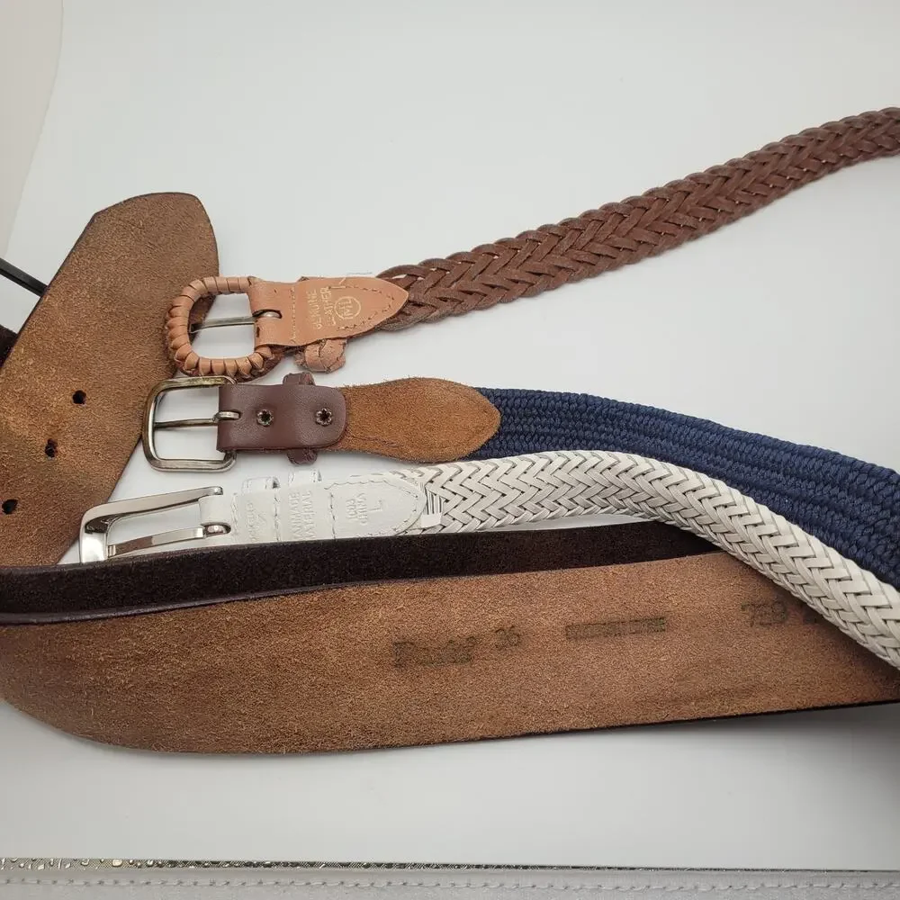 Mixed Belt Lot Braided Leather Canvas Western Boho Vintage Distressed Accessorie - Picture 4 of 13